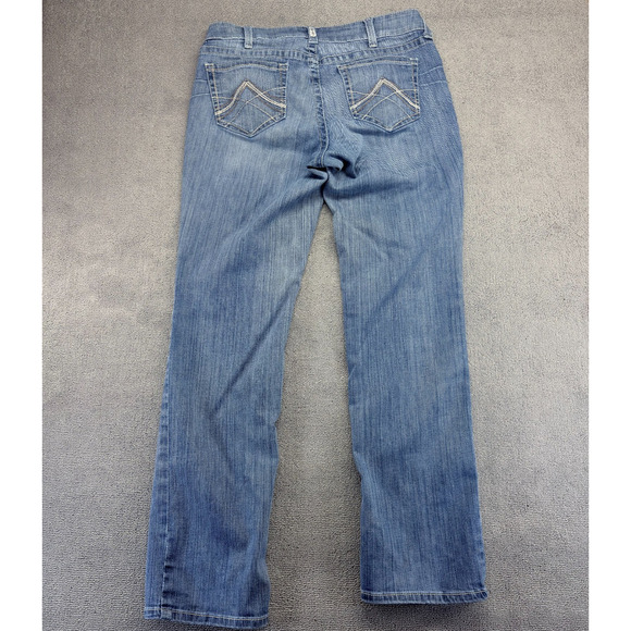 Ariat Jeans Mens 32x34 Blue Real Denim Real Straight Distressed (Measures 34x34) - Picture 2 of 10